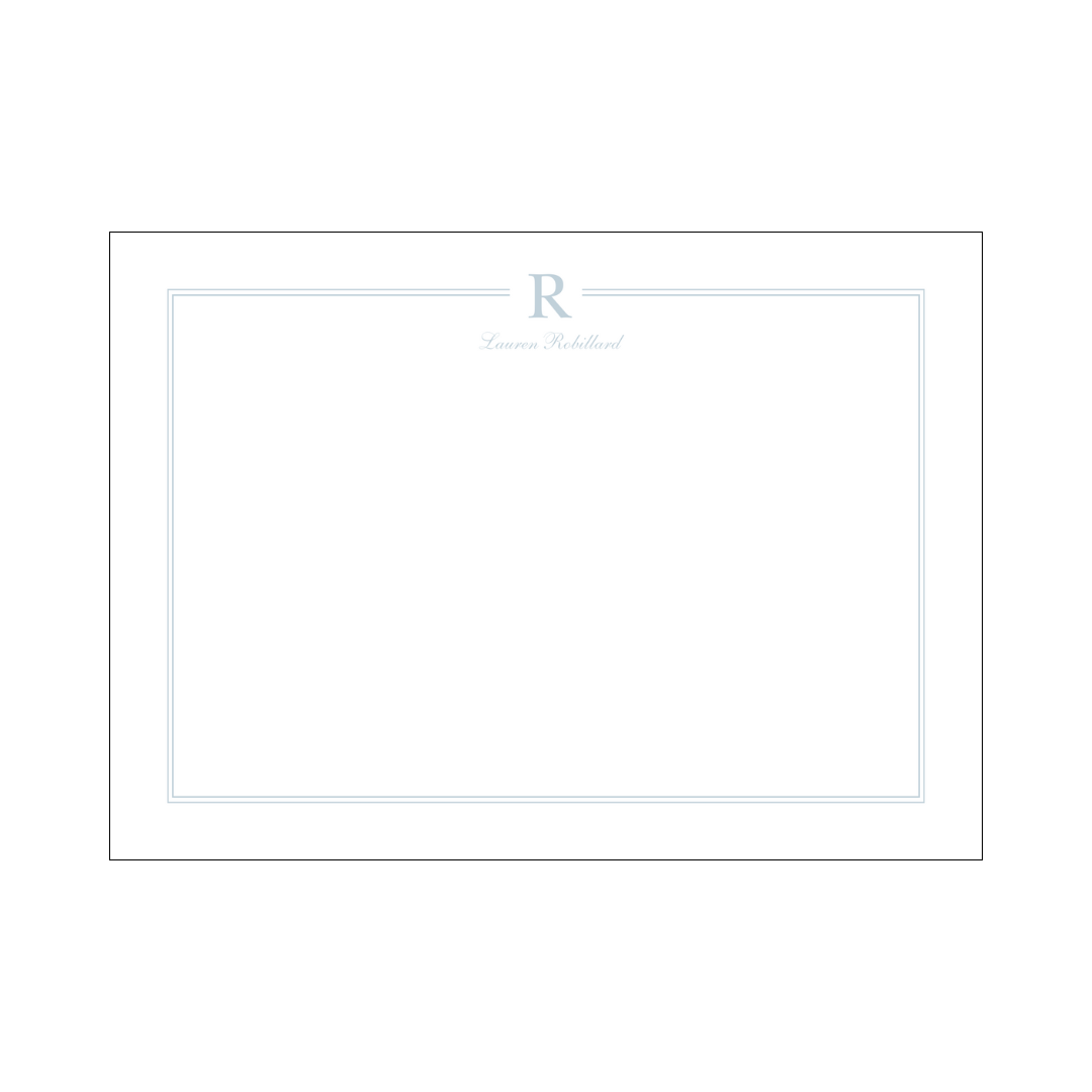 Initial and Script Powder Blue Notecard