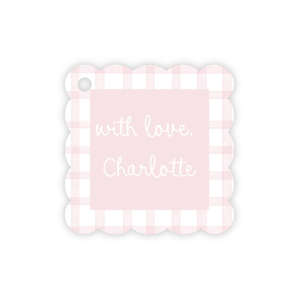 Gingham Square Scallop Gift Tags