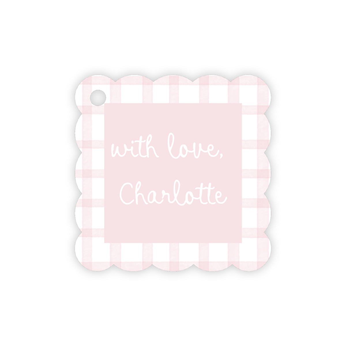 Gingham Square Scallop Gift Tags