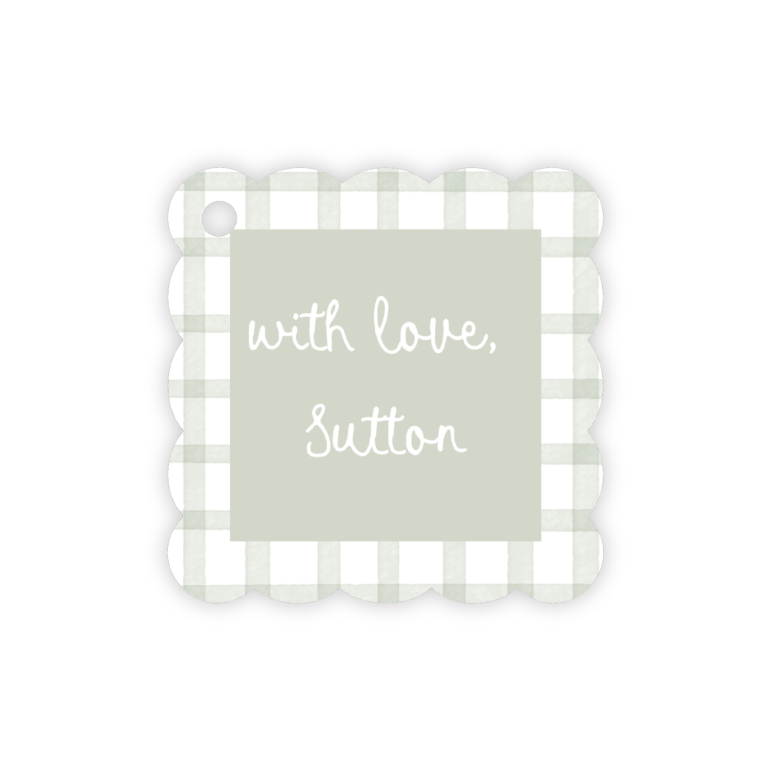 Gingham Square Scallop Gift Tags