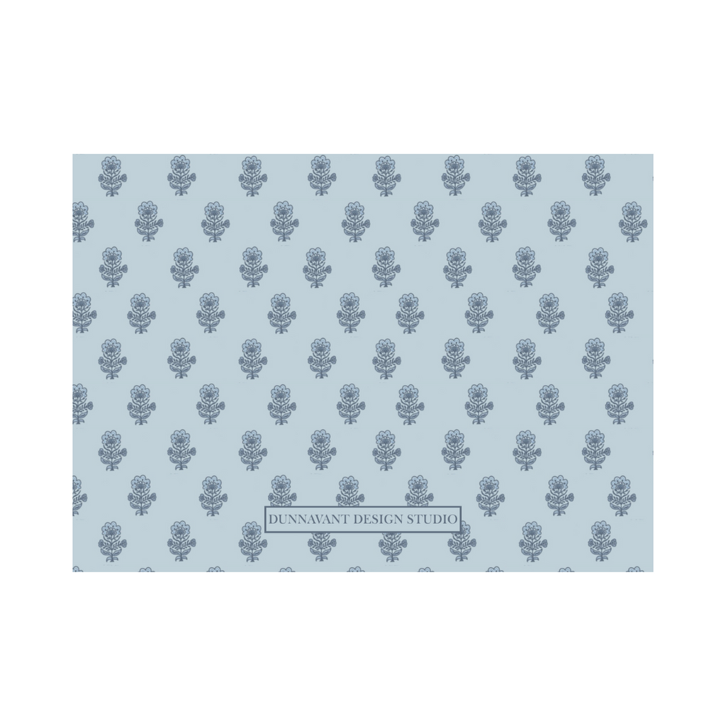 Initial and Script Powder Blue Notecard