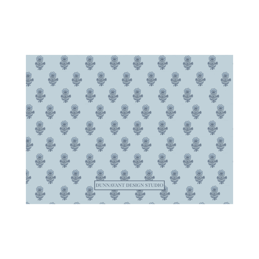 Initial and Script Powder Blue Notecard