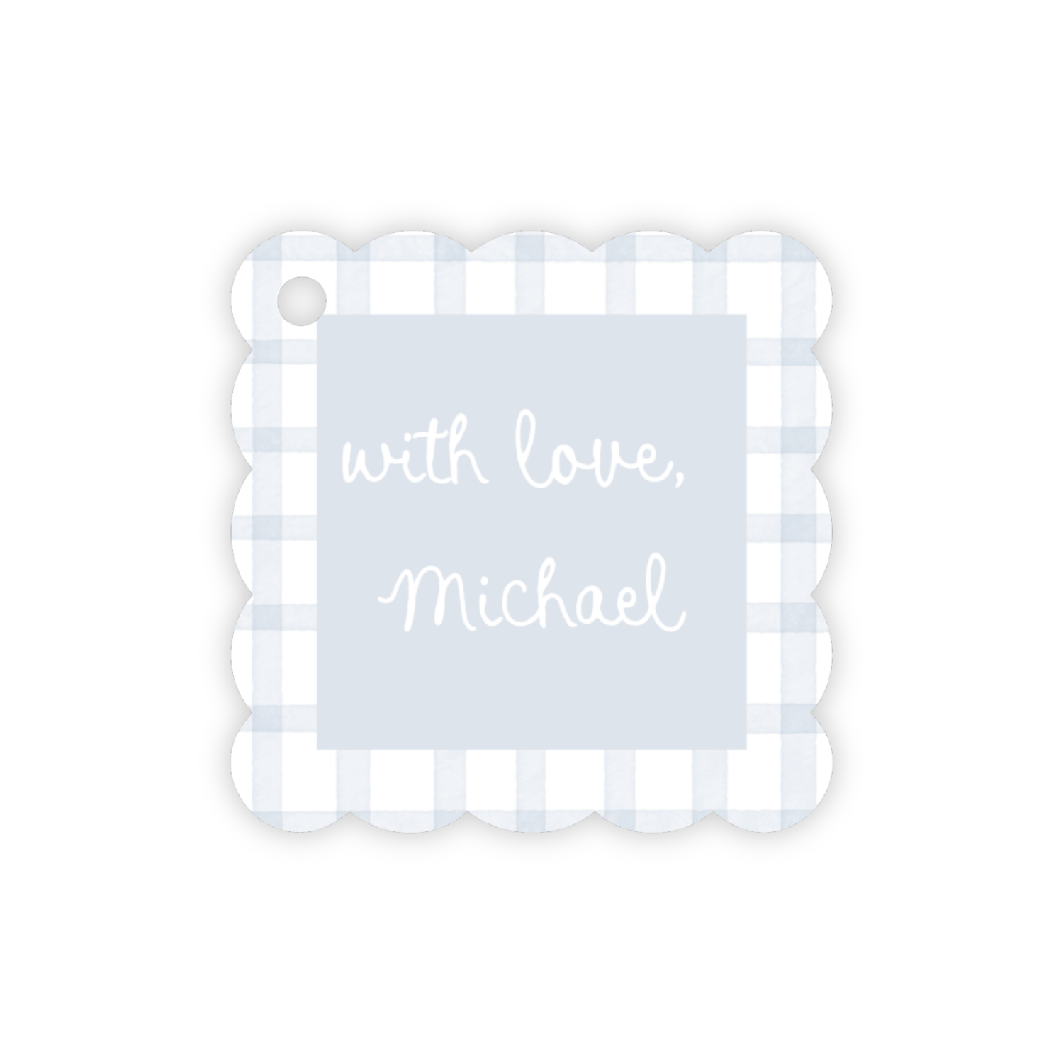 Gingham Square Scallop Gift Tags
